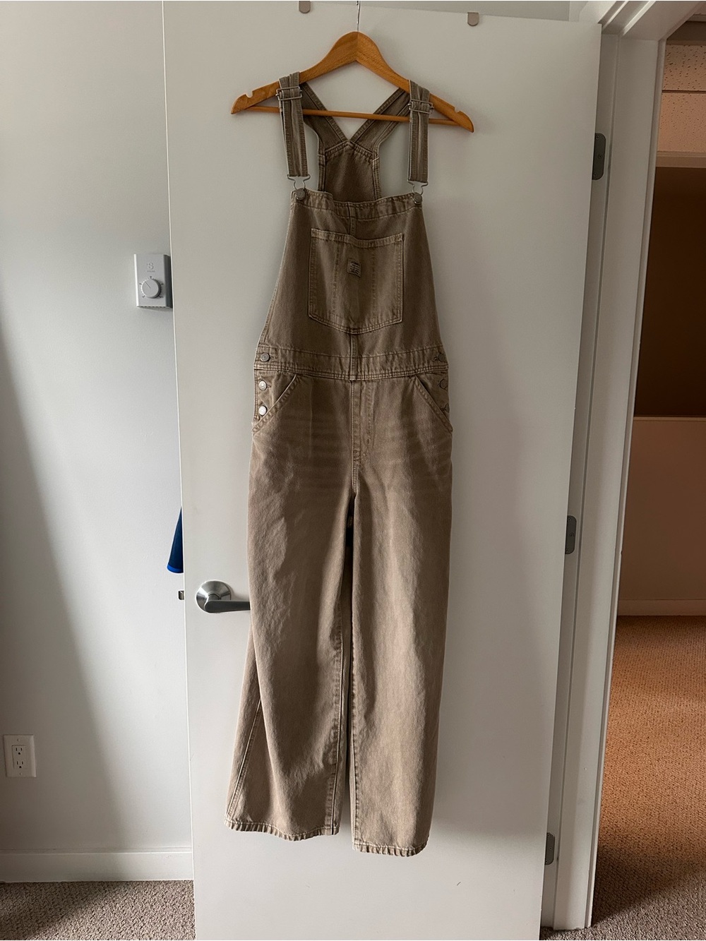 Levis Women's Like New Tan Wide-Leg Denim Overalls L